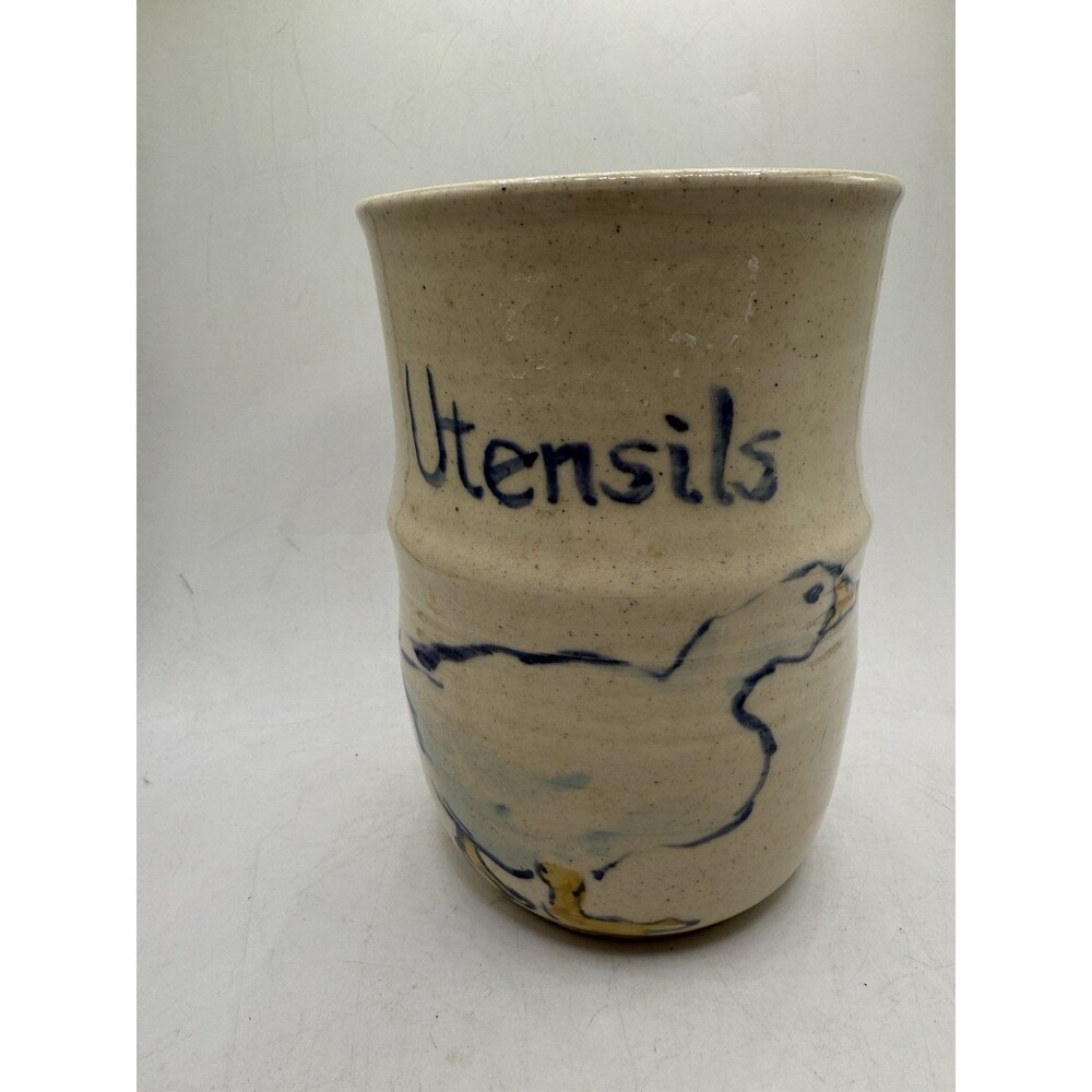 Vintage 1995 Westwind Pottery Kitchen Utensils Holder Container Jar w/ Duck